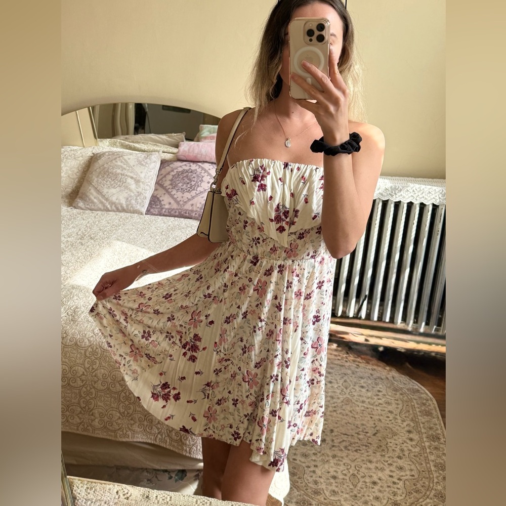 Floral Cottagecore Strapless Mini Dress